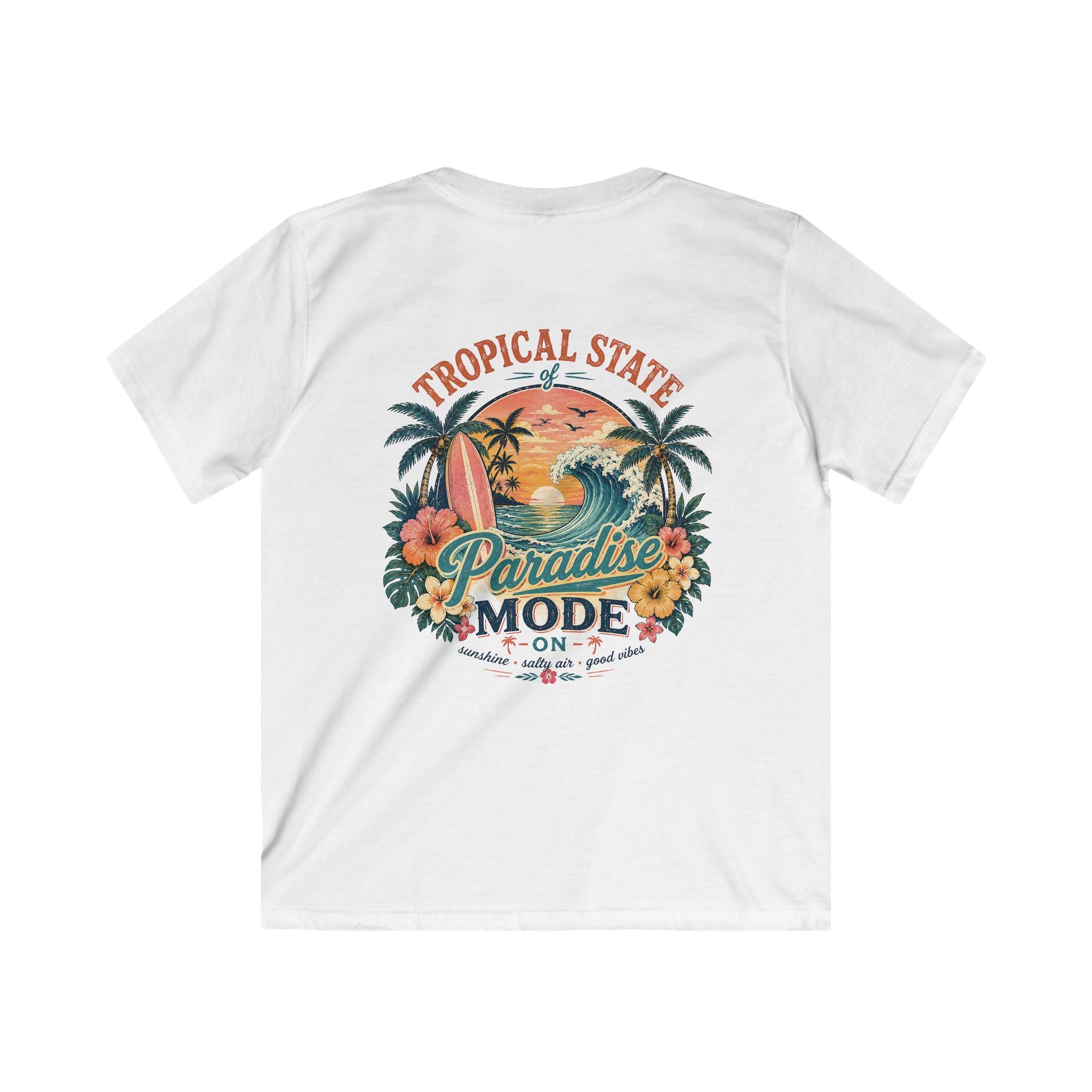 Kids Tropical Paradise Tee "Paradise Mode" Adventure Surf Graphic T-Shirt