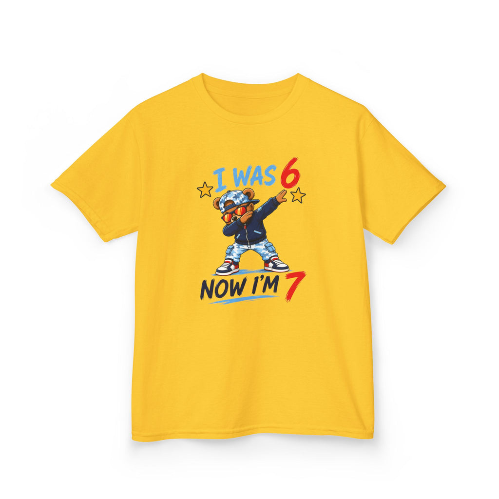 "I was 6 Now I'm 7" Boys Graphic kids Birthday T-Shirt Design