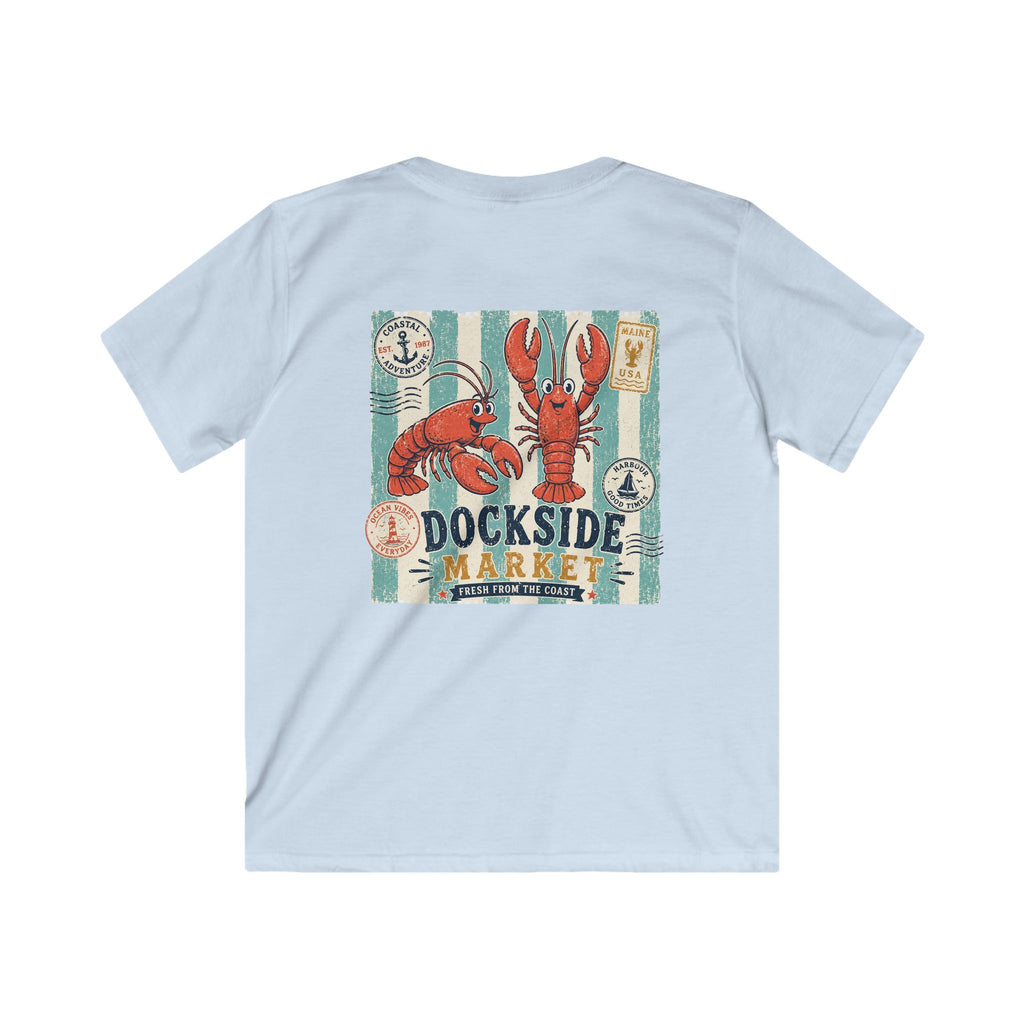 "Dockside Market" Kids Tee Retro Lobster Beach Graphic T-Shirt