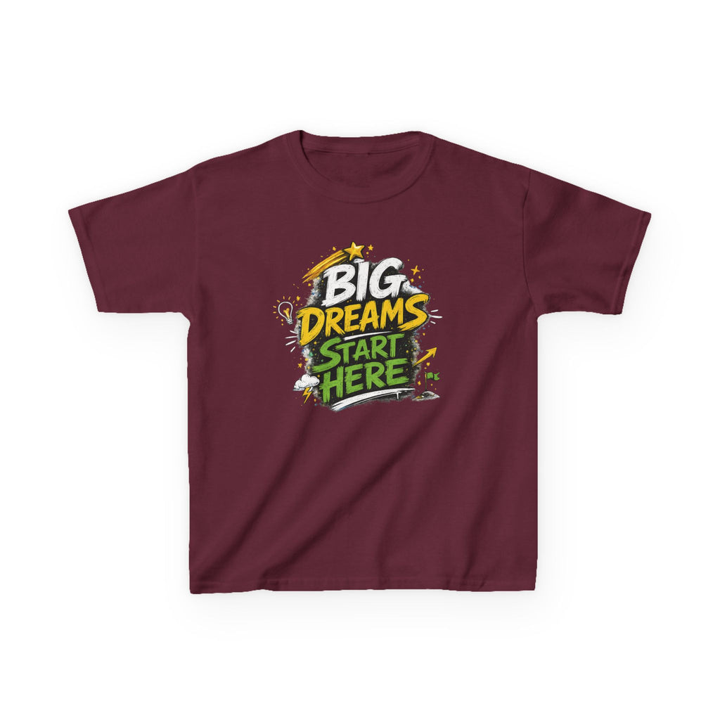 School Kids Tee "Big Dreams Start Here" Motivational Graphic Shirt