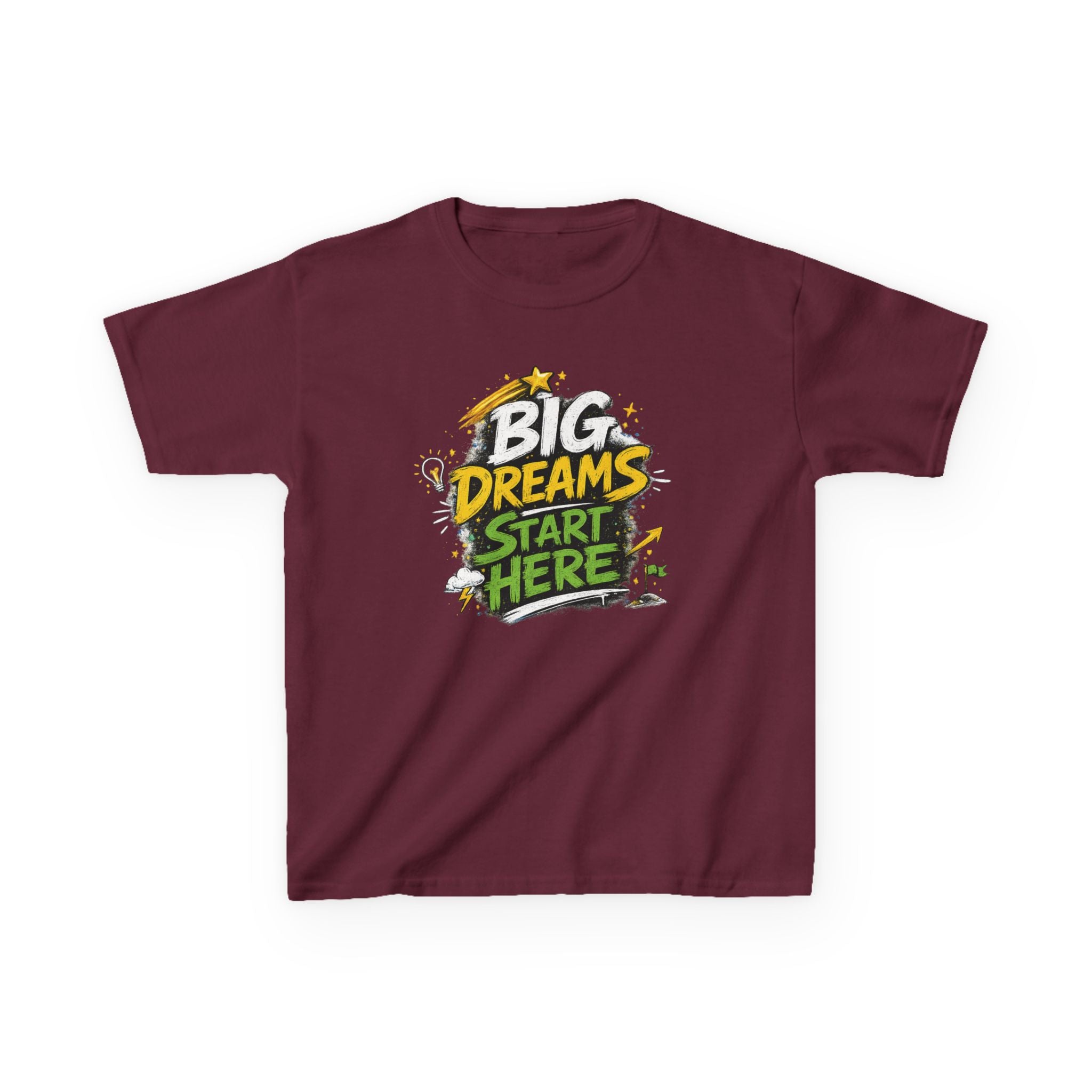 School Kids Tee "Big Dreams Start Here" Motivational Graphic Shirt