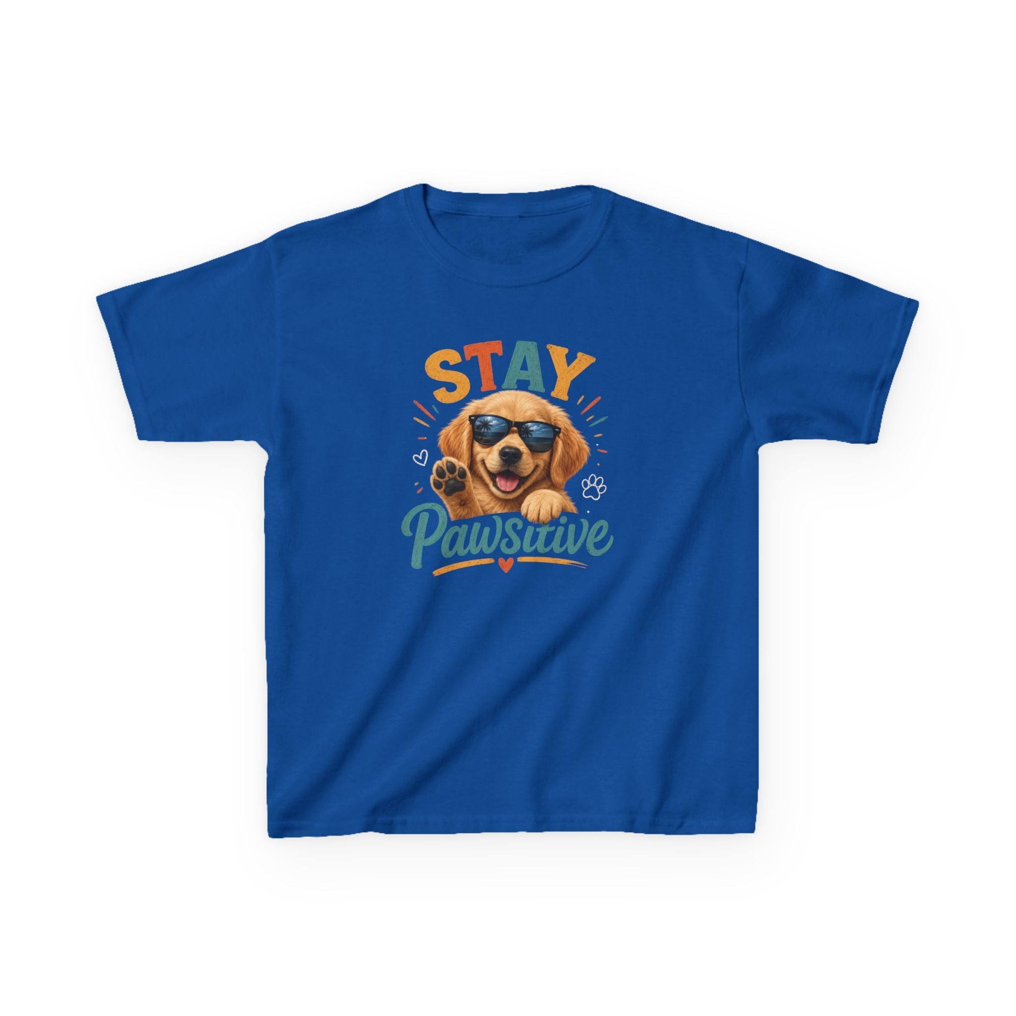 Kids T-Shirt "Stay Pawsitive" Cool Dog Cute Graphic Tee for Boys & Girls