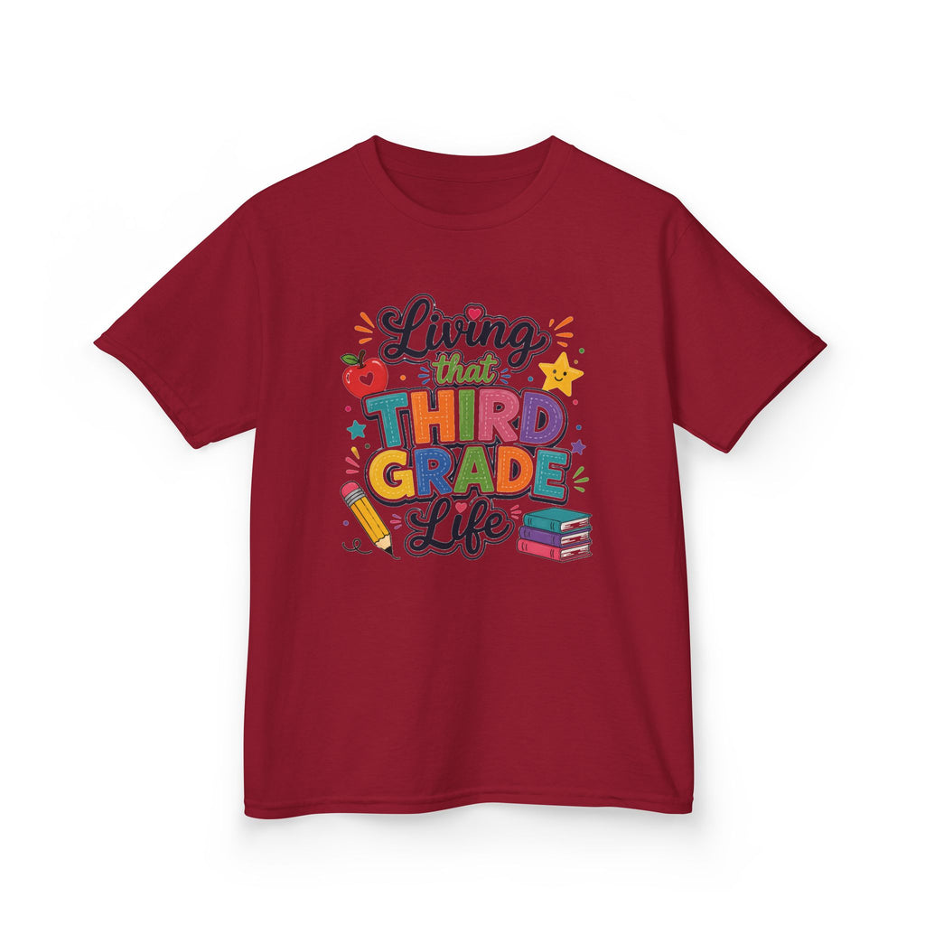 Kids "Living That Third Grade Life" T-Shirt Girls & Boys Colorful Back-to-School Tee