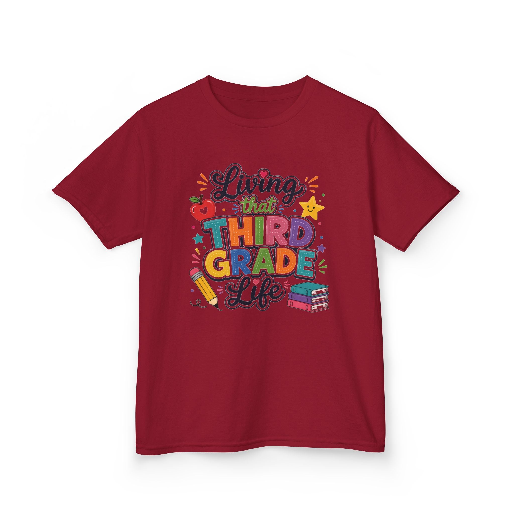 Kids "Living That Third Grade Life" T-Shirt Girls & Boys Colorful Back-to-School Tee