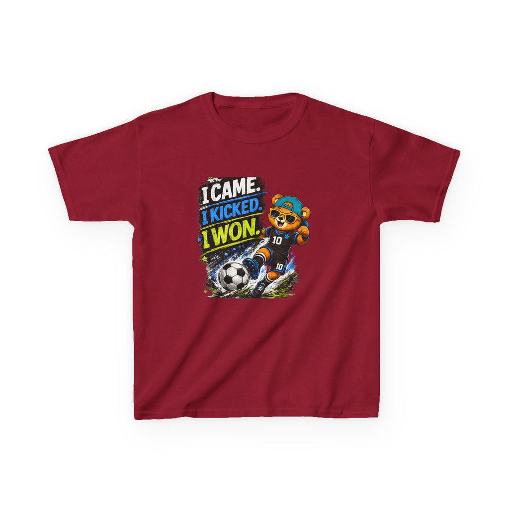 I Came. I Kicked. I Won. Soccer | Kids Sports Graphic T-Shirt