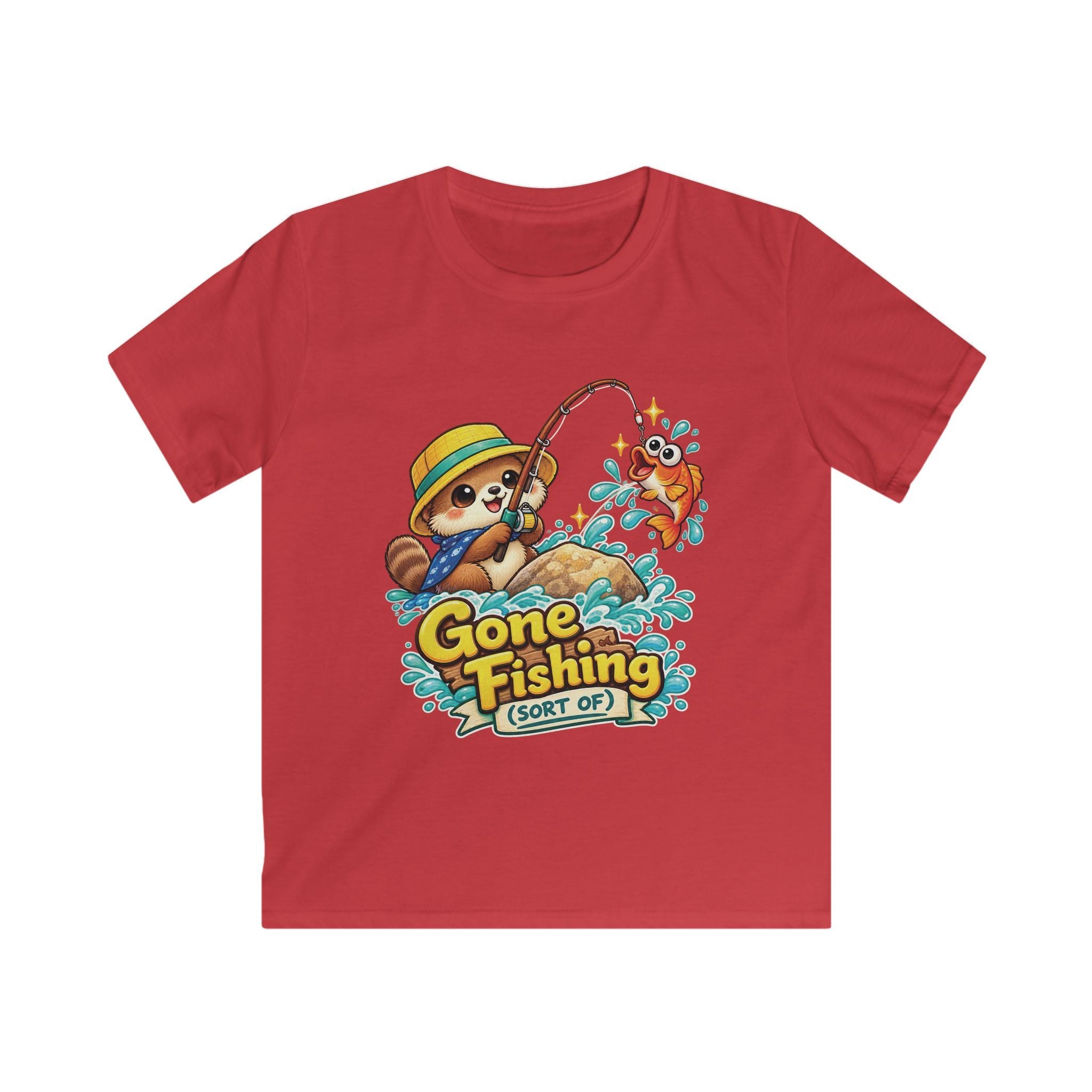 Kids Tee Cute Bear 'Gone Fishing' Graphic Tee for Boys & Girls